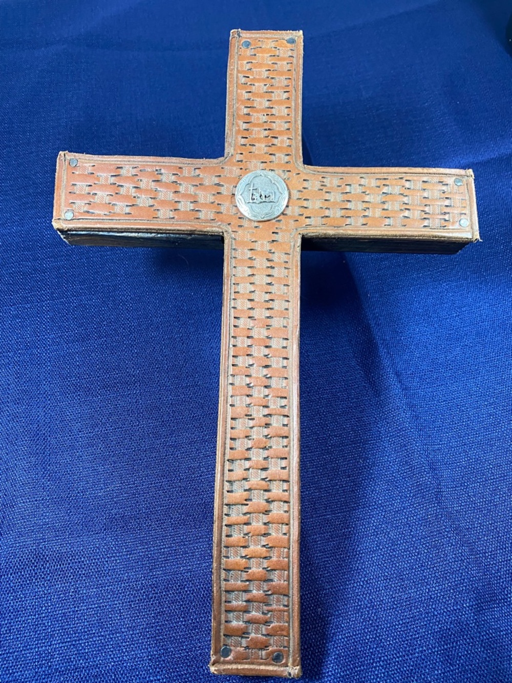 Rustic Handcrafted Leather Cross - Picture 3 of 7